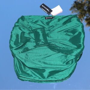 Green Satin buckle detail mini skirt